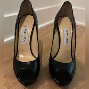 Jimmy Choo Classic Black Peep Toe Heels